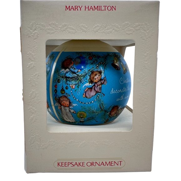 Hallmark Keepsake MARY HAMILTON Angels GLASS Ornament 1981 NEW IN BOX - Picture 1 of 11